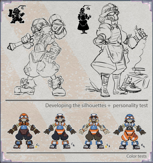 RR — C &amp; G were the selected ones; an energetic girl making do with her hammer, and a technician-like gal using bombs. Ultimately, C was chosen, since the aim was for a &quot;lighter&quot; tone.