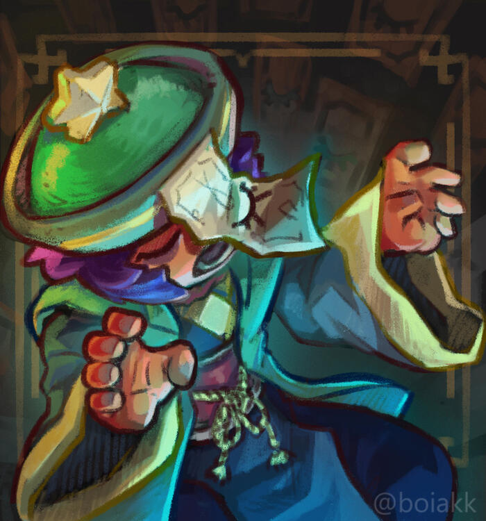 Sleep Hopper — Fan made skin for Supercell Make contest. This is a concept for Sandy from Brawl Stars, based on the Jiangshi, a reanimated corpse that hops around from the Chinese folklore.